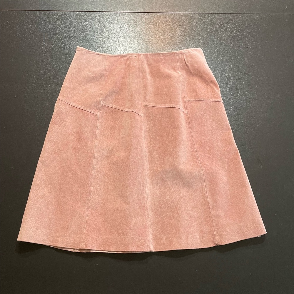 Ann Taylor Loft 100% Leather pink skirt with lining